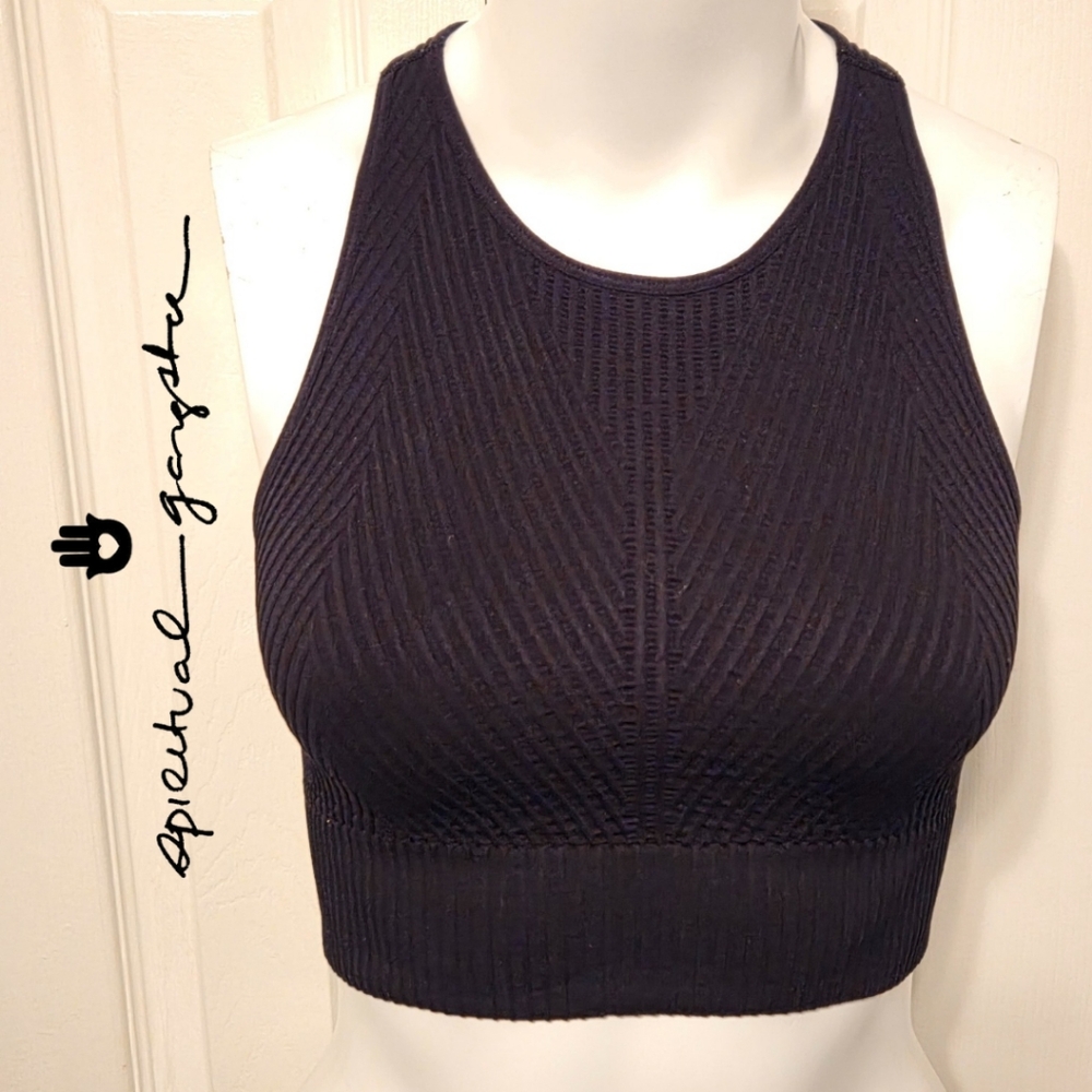Spiritual Gangster Midnight Black Ribbed Sports Bra